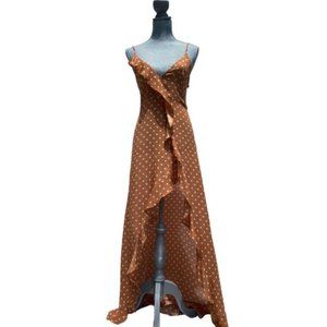 Polka Dot Ruffle Spaghetti Strap Maxi Dress